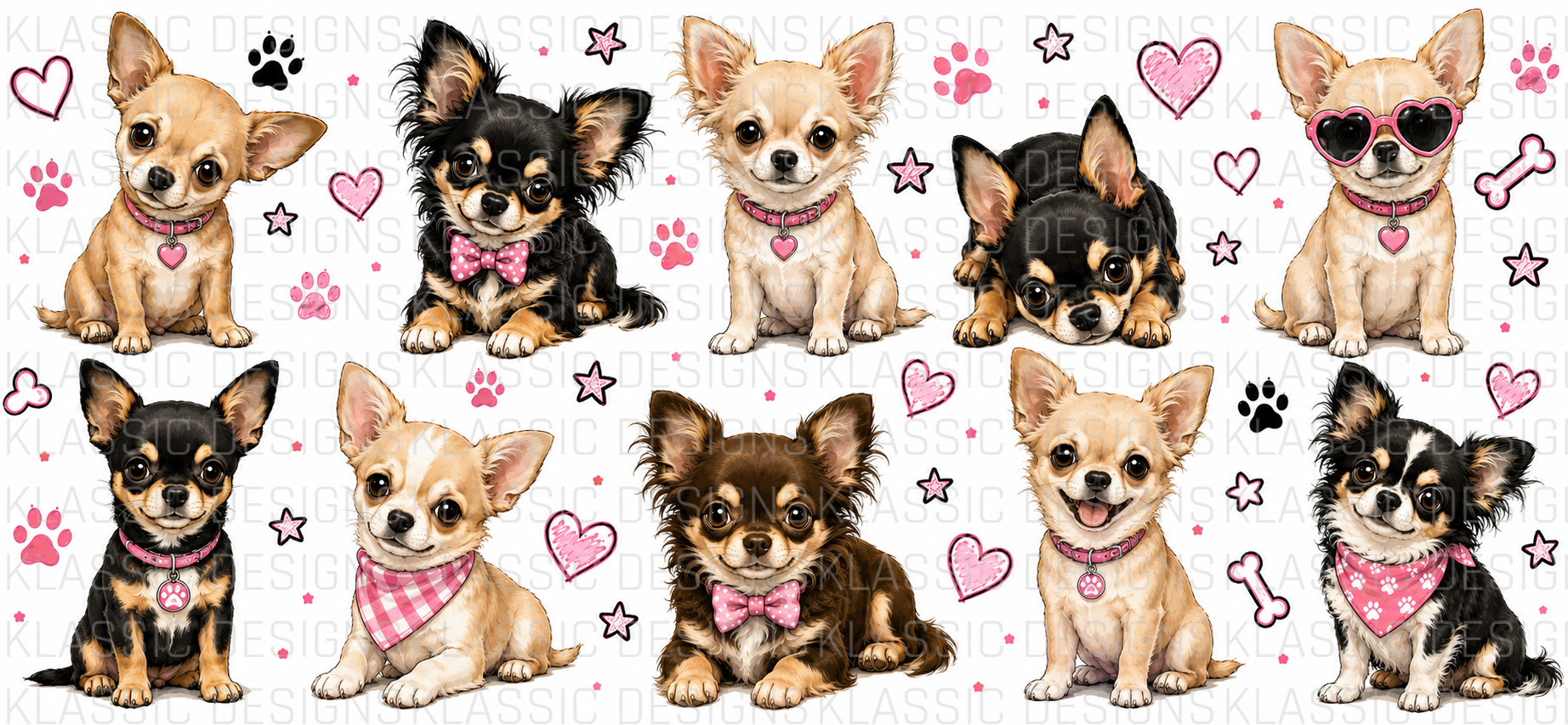 Chihuahua Dog Pink UVDTF Wrap