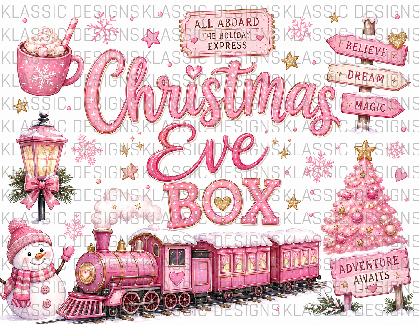#16 Pink Train Christmas Eve Box UVDTF Wrap