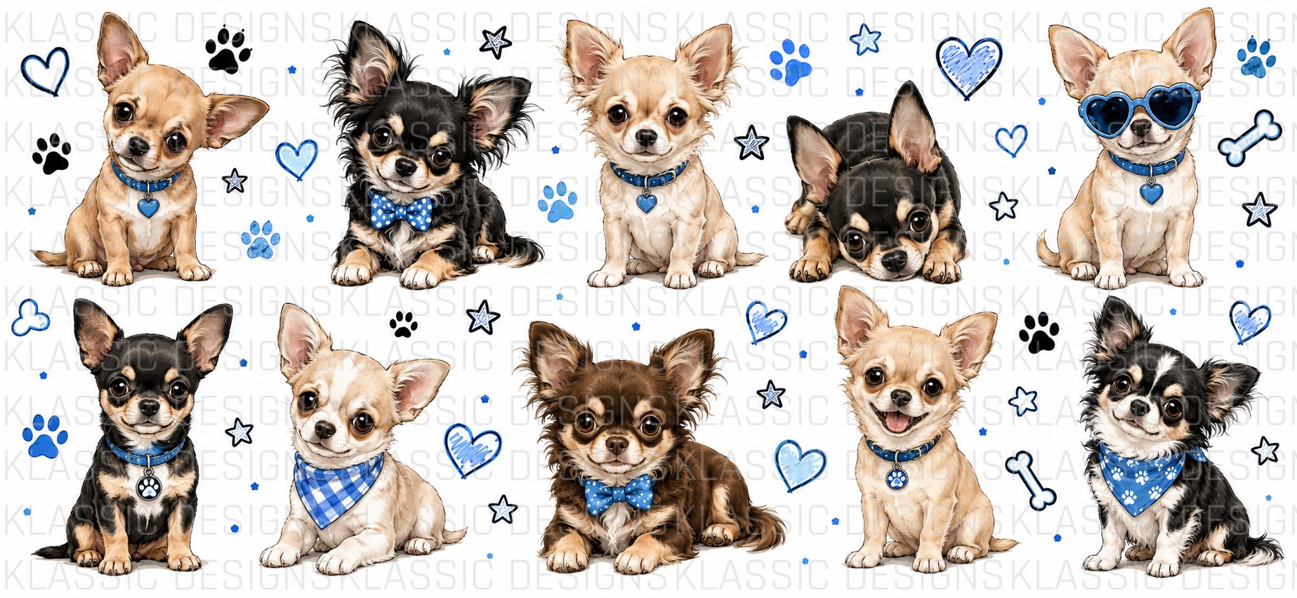 Chihuahua Dog Blue UVDTF Wrap
