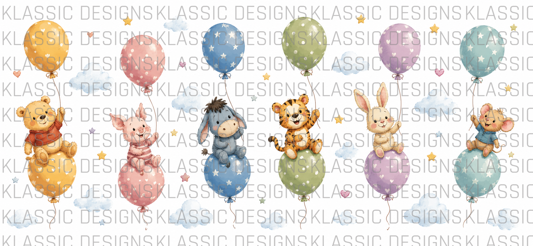 Bear & Friends On Balloons UVDTF Wrap