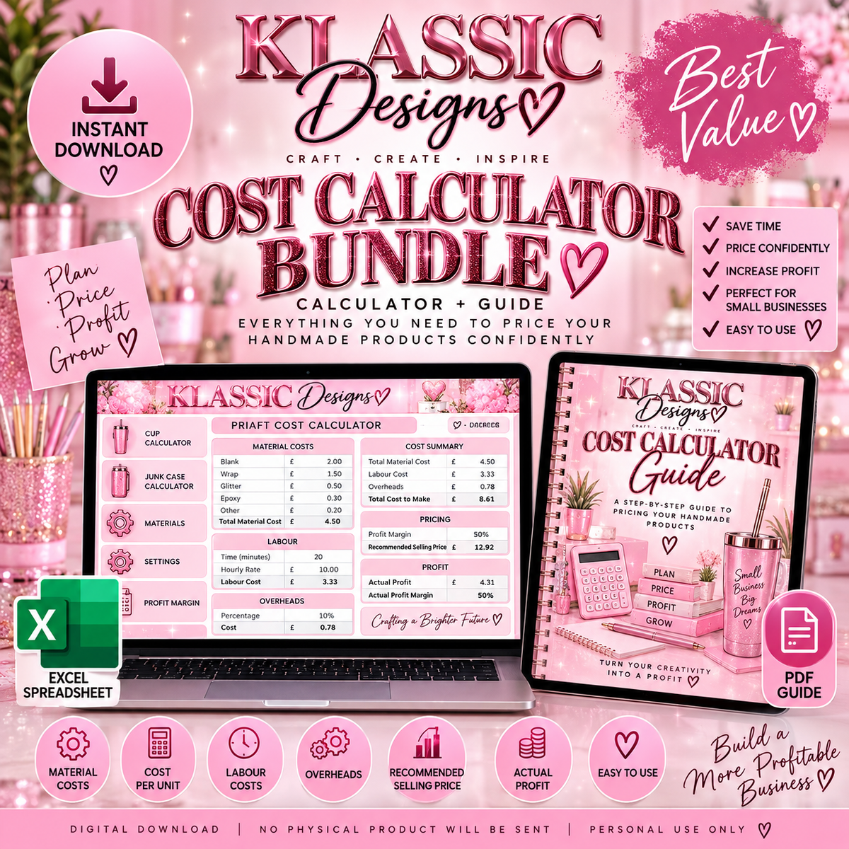 Klassic Designs Cost Calculator & Guide Bundle