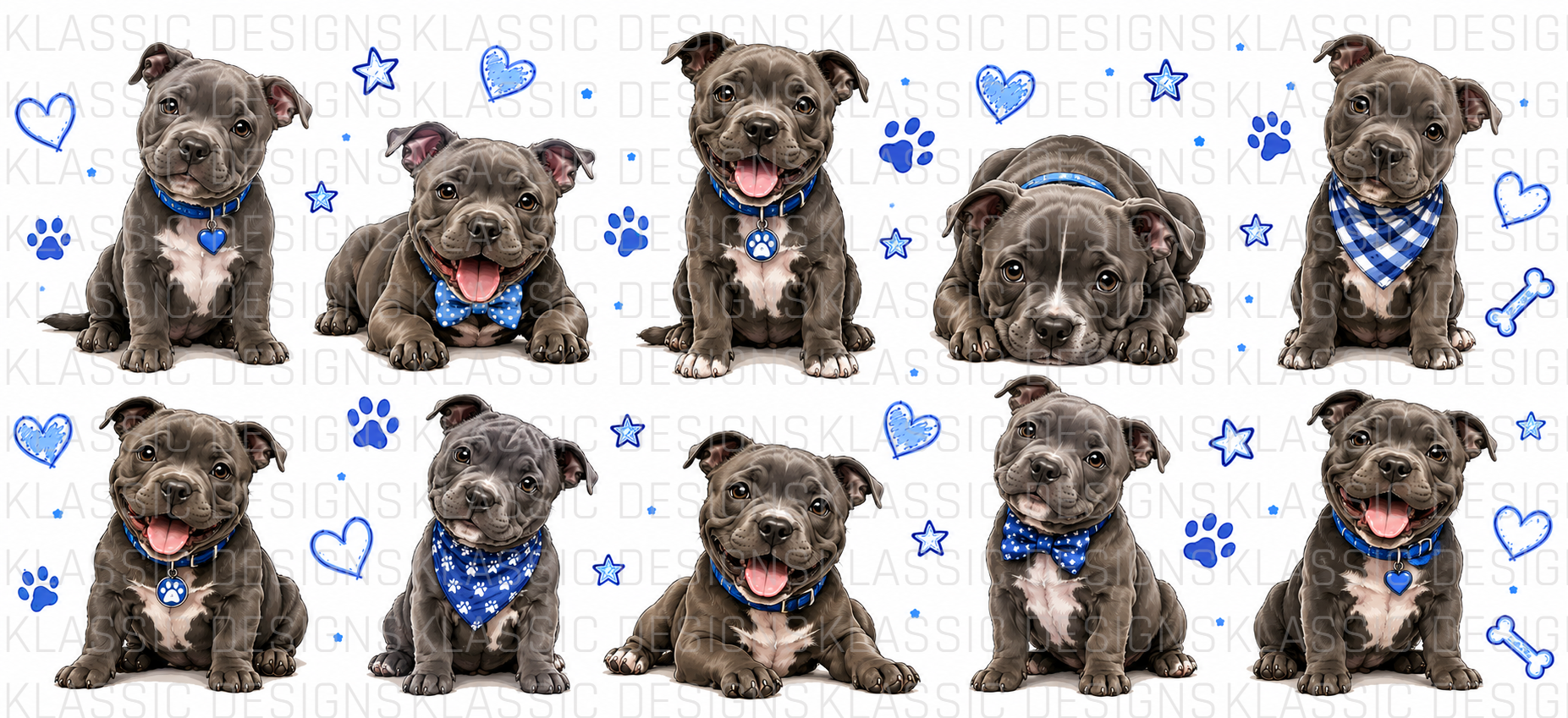 Staffy Dog Blue UVDTF Wrap