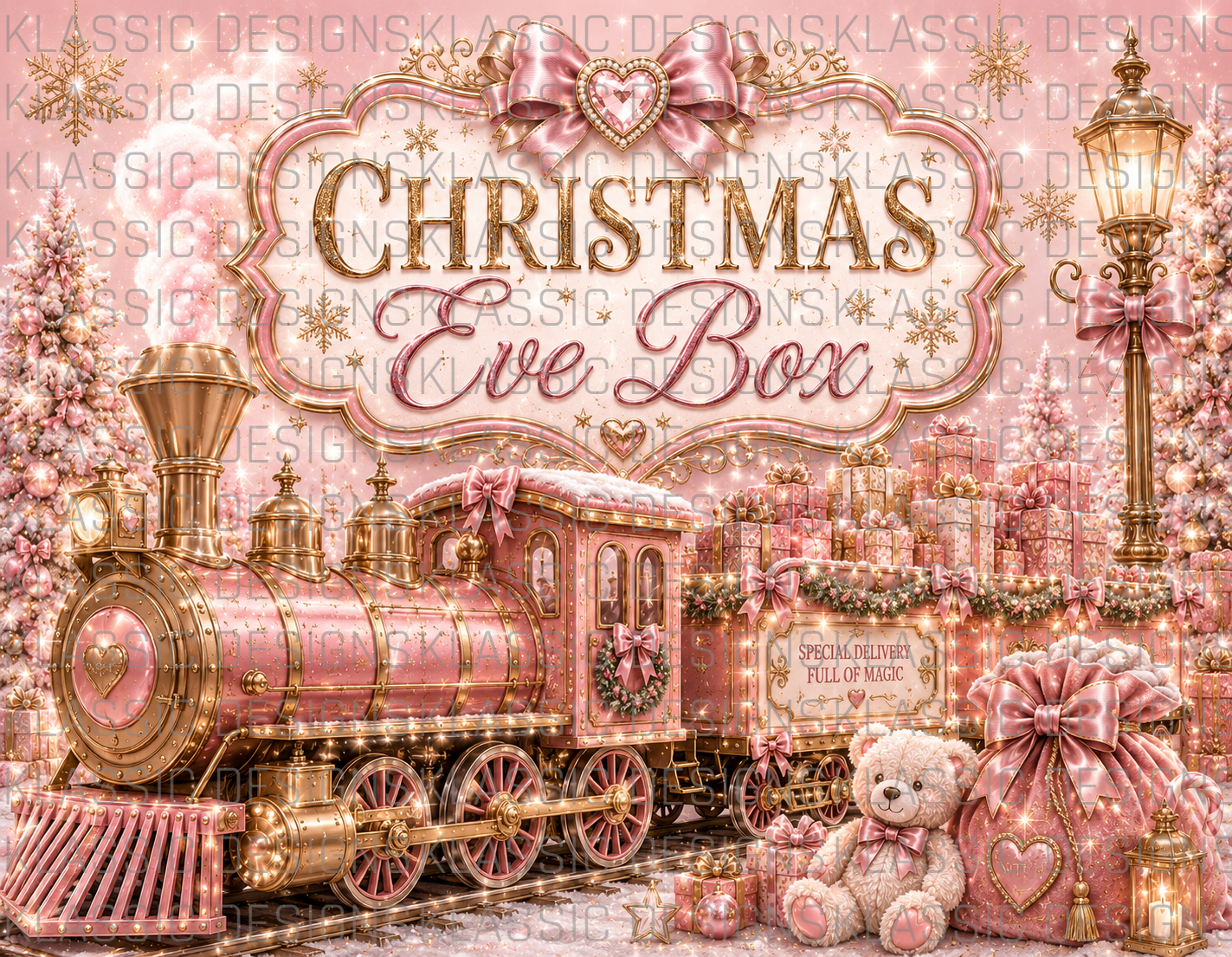 #2 Pink Train Xmas Eve Box UVDTF Wrap
