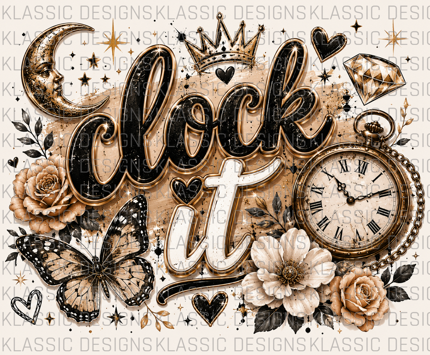Western Style Clock It UVDTF Wrap