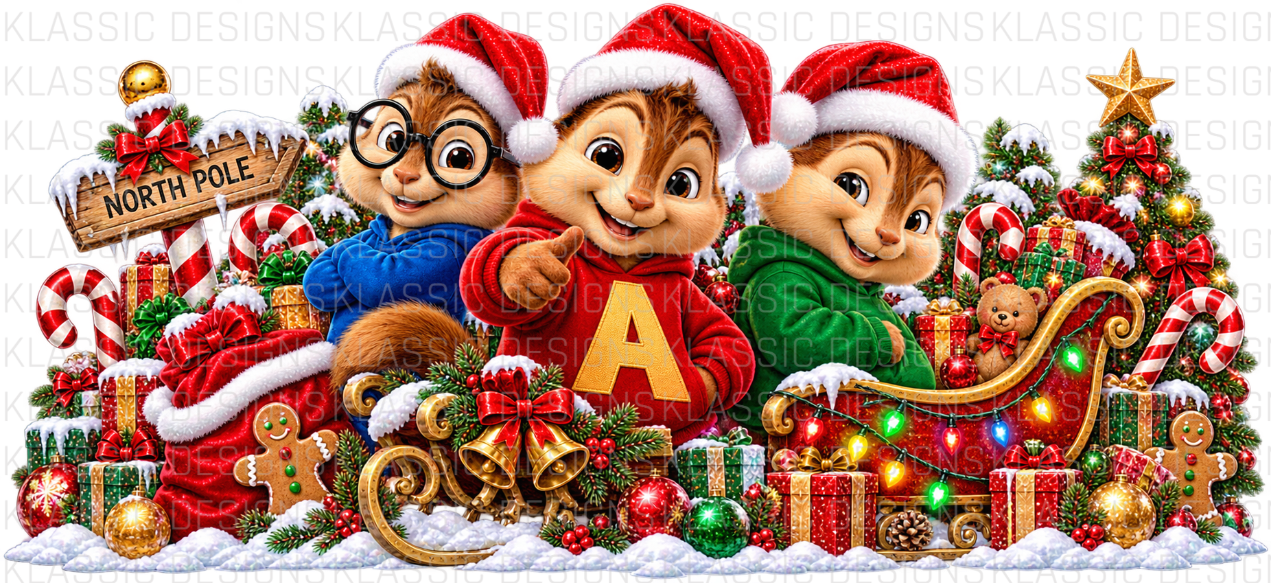Chipmunk Xmas UVDTF Wrap