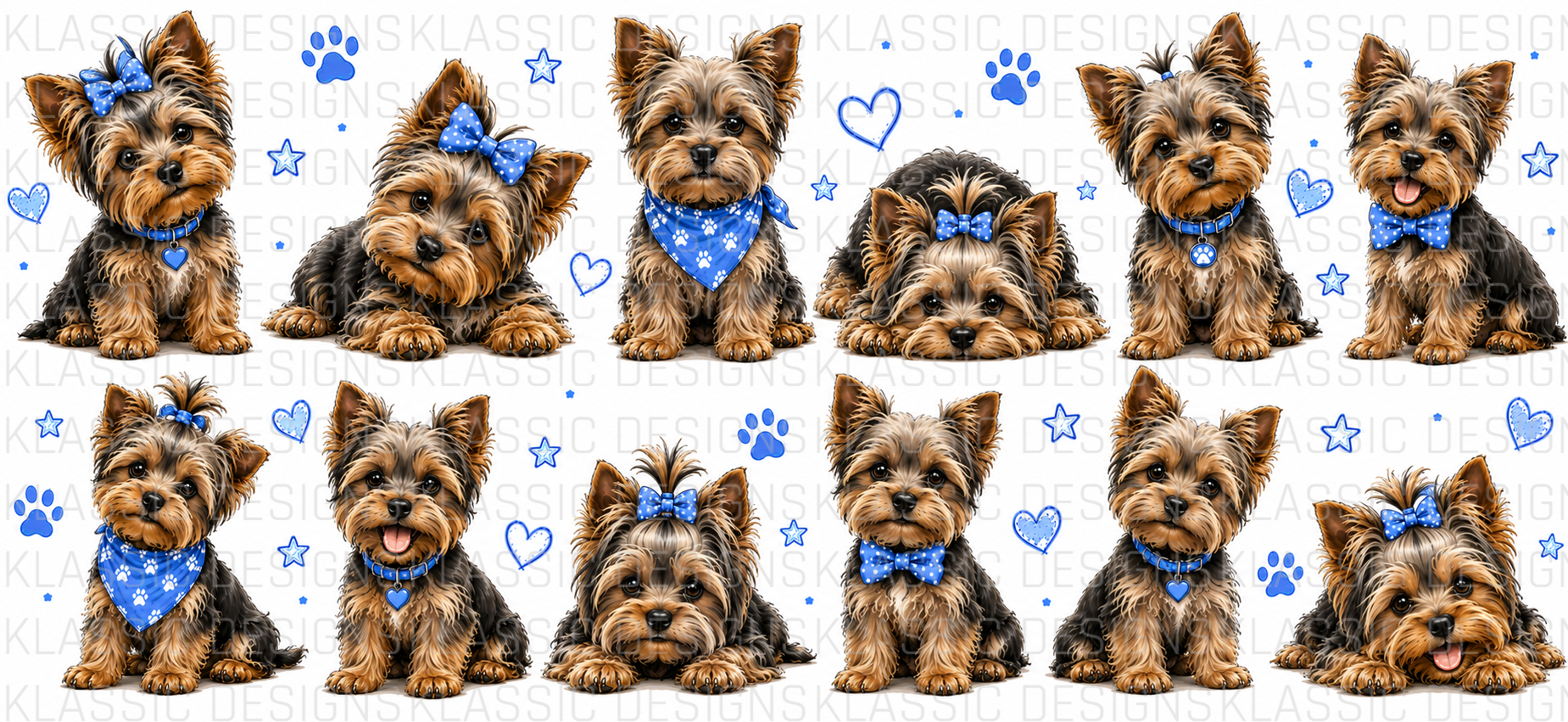 Yorkshire Terrier Dog Blue UVDTF Wrap