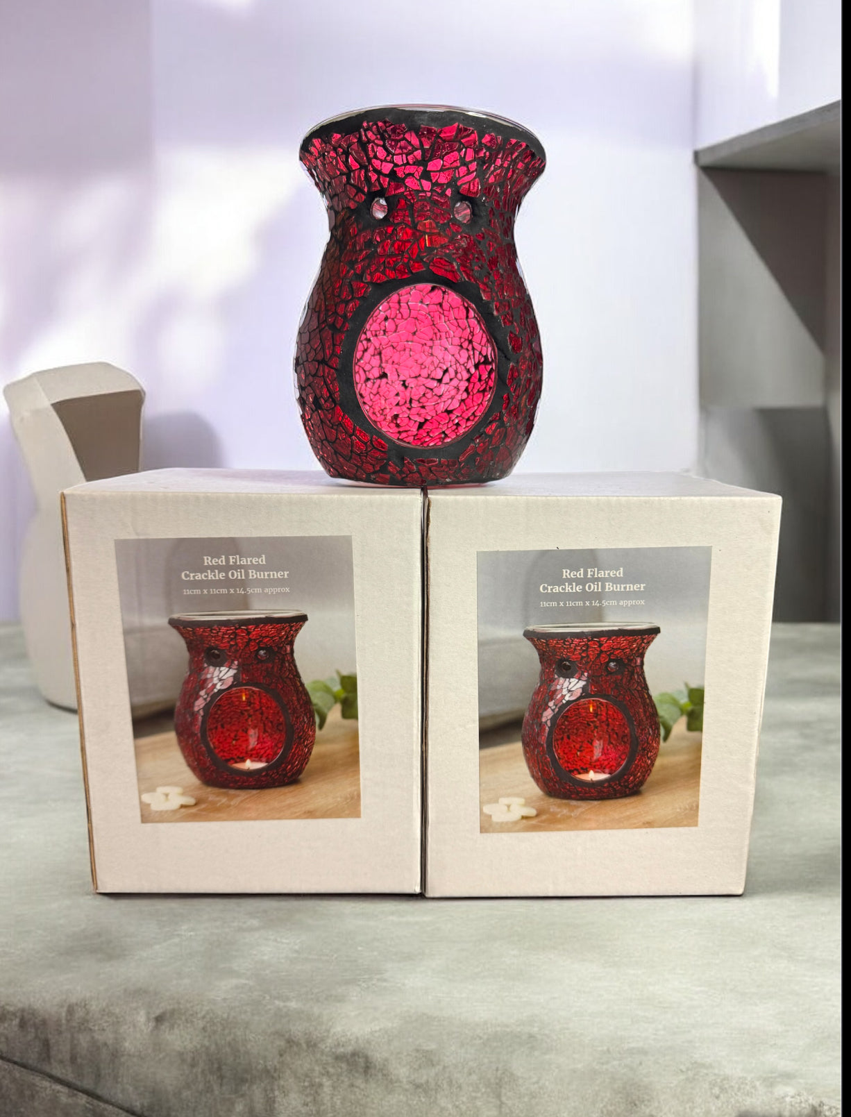 Red Flared Crackle Oil Burner