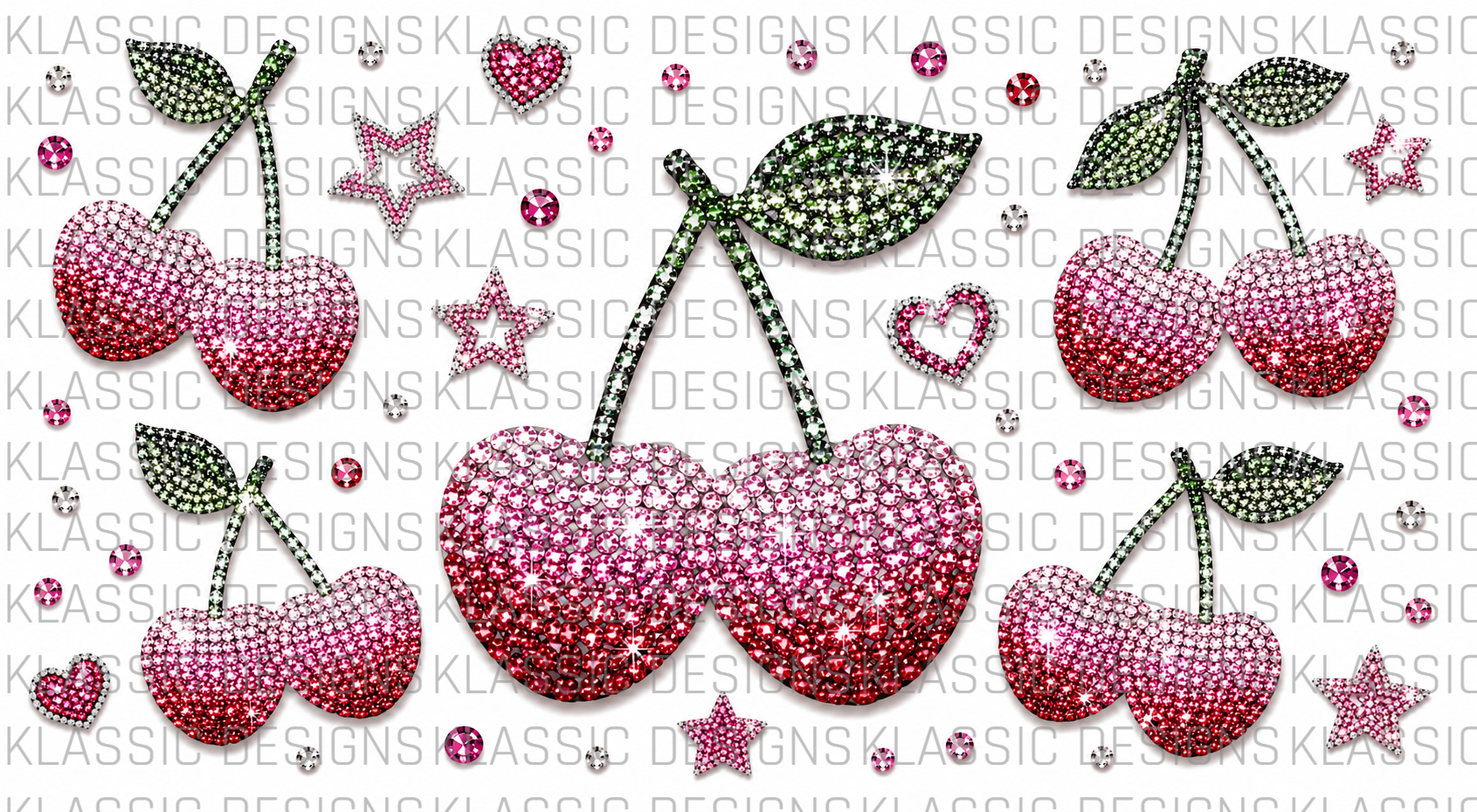 Rhinestone Heart Cherry UVDTF Wrap